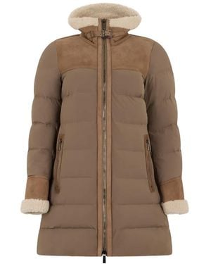 Moorer Hulya-Mkn Shearling-Trim Padded Jacket - Brown