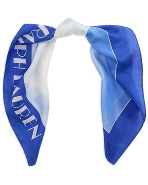 Ralph Lauren Silk Logo-Print Scarf - Blue