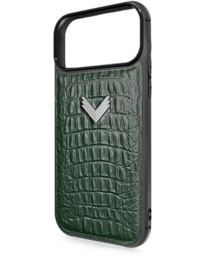 Velante Alligator-Effect Leather Phone Case - Green
