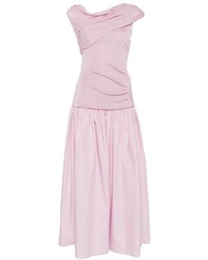 Self-Portrait Draped Gathered Midi Dress - Pink