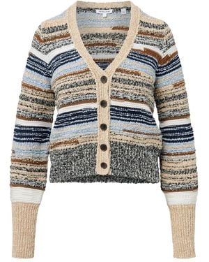 Veronica Beard Striped Button-Closure Cardigan - Blue