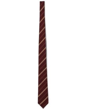 Emporio Armani Jacquard-Stripe Silk Tie - Red