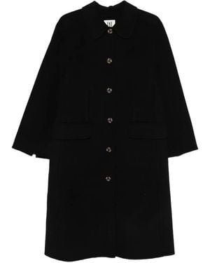 By Malene Birger Round-Collar Single-Breasted Coat - Black