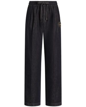 Dolce & Gabbana Denim Joggers With Patch - Black