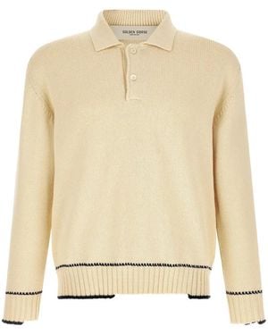 Golden Goose Rindley Logo-Print Polo Jumper - Natural