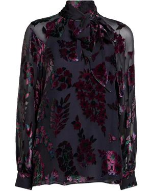 Etro Velvet Floral Print Blouse - Blue