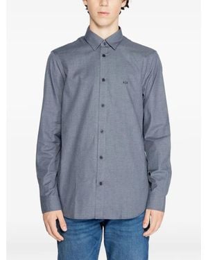 ARMANI EXCHANGE Logo-Embroidered Shirt - Blue