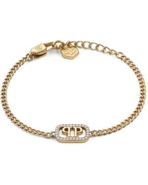 Philipp Plein Lettering Crystal Bracelet - Metallic