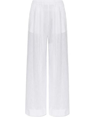 forte_forte Vertical-Stripe Wide-Leg Trousers - White