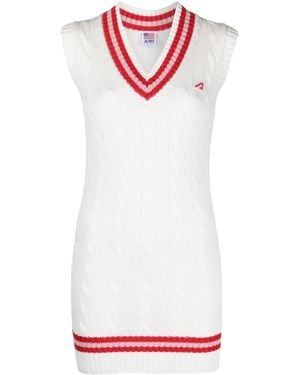 Autry V-Neck Cable-Knit Vest - White