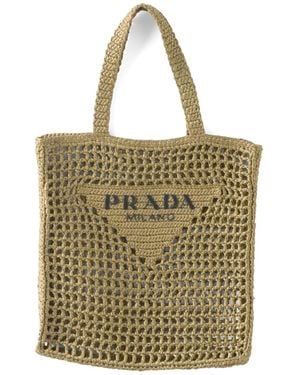 Prada ラフィア ハンドバッグ - メタリック