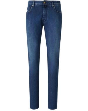 Jacob Cohen Embroidered-Patch Slim-Fit Jeans - Blue