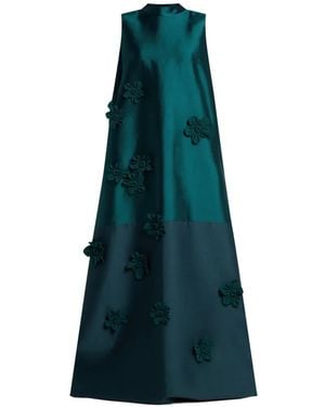 Greta Constantine Floral Appliqué Dress - Blue