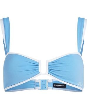 KARL LAGERFELD Signature Bandeau Bikini Top - Blue