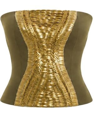 Gemy Maalouf Corsé Con Apliques Metalizados - Verde