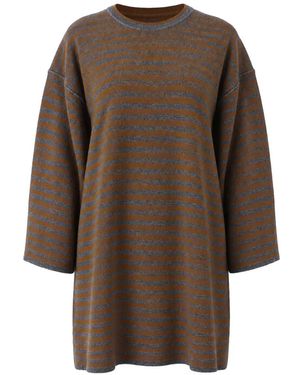 Dolce & Gabbana Horizontal-Stripe Drop-Shoulder Jumper - Brown