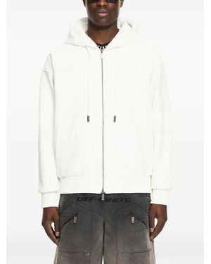 Off-White c/o Virgil Abloh Royal Team Embroidery Hooded Leather Jacket - White