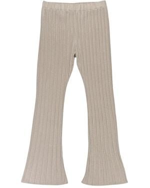 CALLIPYGIAN Lurex Flared Pants - Natural