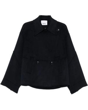 Erika Cavallini Semi Couture Point-Collar Double-Breasted Jacket - Black