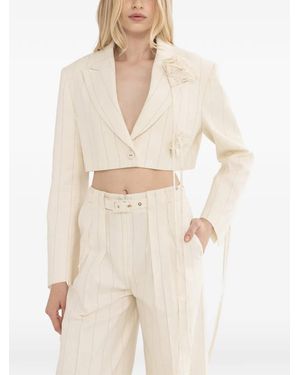 Nissa Striped Cropped Jacket - Natural