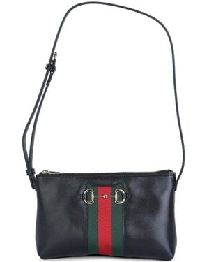 Gucci Horsebit Gestreepte Crossbodytas - Blauw