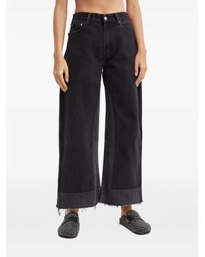 B Sides Frayed Cropped Jeans - Black