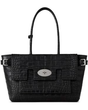 Mulberry Buckle Bayswater Crocodile-Effect Tote Bag - Black