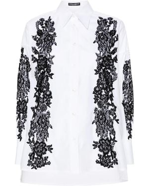 Dolce & Gabbana レースインサート シャツ - ホワイト