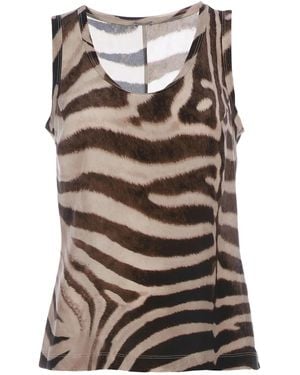 Mantu Zebra Print Tank Top - Braun