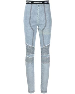 Philipp Plein Logo-Waistband Leggings - Blue