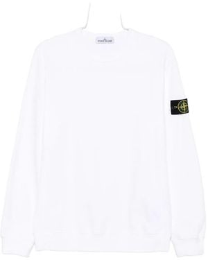 Stone Island 6100028 Logo-Patch Crew-Neck Sweatshirt - White
