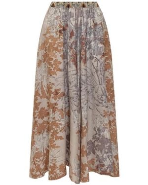 Pierre Louis Mascia Tetris Floral Maxi Skirt - Natural