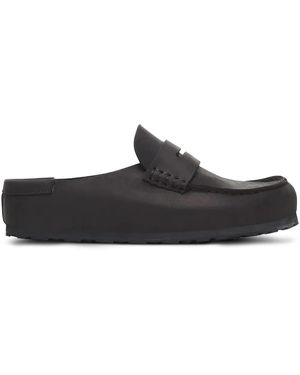 Birkenstock Penny-Strap Leather Slides - Black