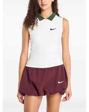 Nike Geribbelde Mouwloze Polotop - Wit