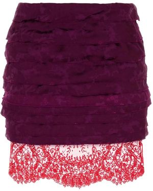 Saint Laurent Jacquard Ruffled Skirt - Purple