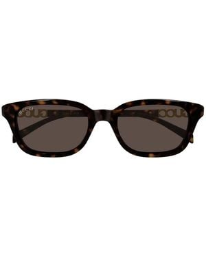 Gucci Tortoiseshell-Effect Logo-Plaque Sunglasses - Black