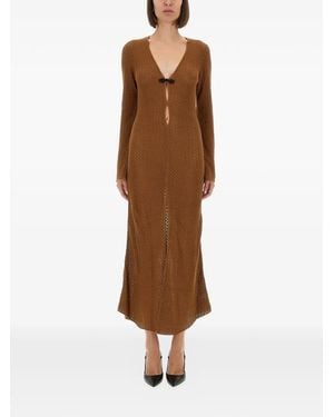 THE GARMENT Tanzania Crochet-Knit V-Neck Maxi Dress - Brown