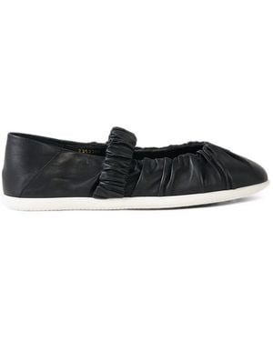 Bogner Vienna Ruched-Leather Ballet Flats - White
