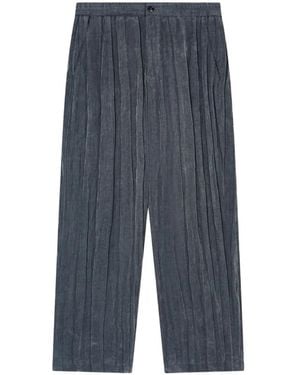 Giorgio Armani Plissé-Effect Trousers - Blue