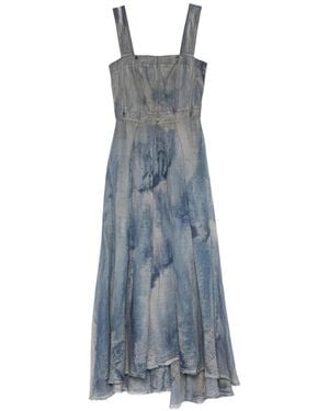 Masnada Tie-Dye Pleated Maxi Dress - Blue