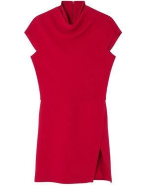 Versace Draped Front-Slit Mini Dress - Red