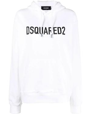 DSquared² Lightweight Hoodie With Bold Logo - White