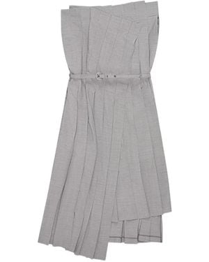 Junya Watanabe Belted Asymmetric Pleated Mini Dress - Grey