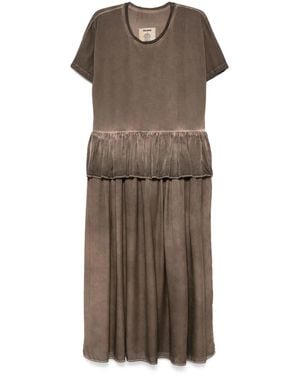 Uma Wang Ruffle-Detailed Midi Dress - Brown