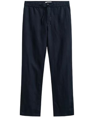 GANT Drawstring-Waist Linen Trousers - Blue