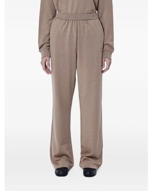Max Mara Ribbed-Waistband Wide-Leg Pants - Natural