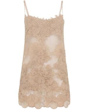 Ermanno Scervino Floral Slip Mini Dress - Natural