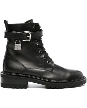 Via Roma 15 Military-Stiefel Mit Schloss-Detail - Schwarz