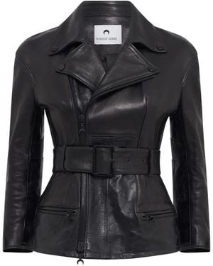 Marine Serre Moon Leather Jacket - Black