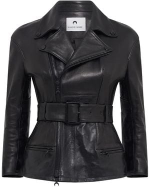 Marine Serre Moon Leather Jacket - Black
